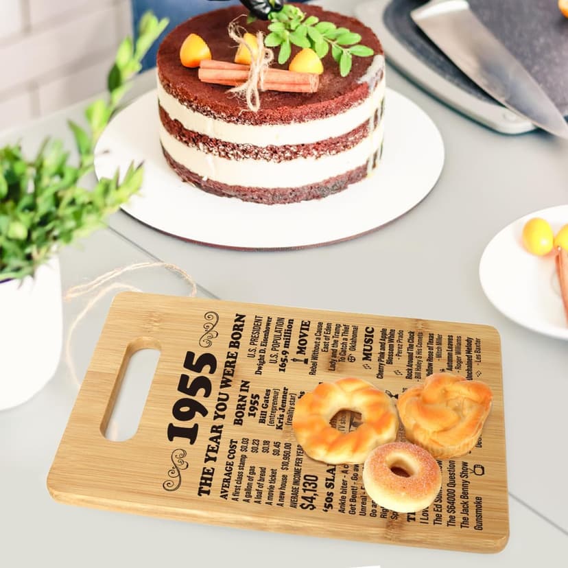 70th Birthday Gifts for Women Men, Happy 70 Year Old Birthday Gift Cutting Board for Her Him, Back In 1955 Birthday Decorations Woman Man Turning 70, 70th Cutting Board Birthday Favor