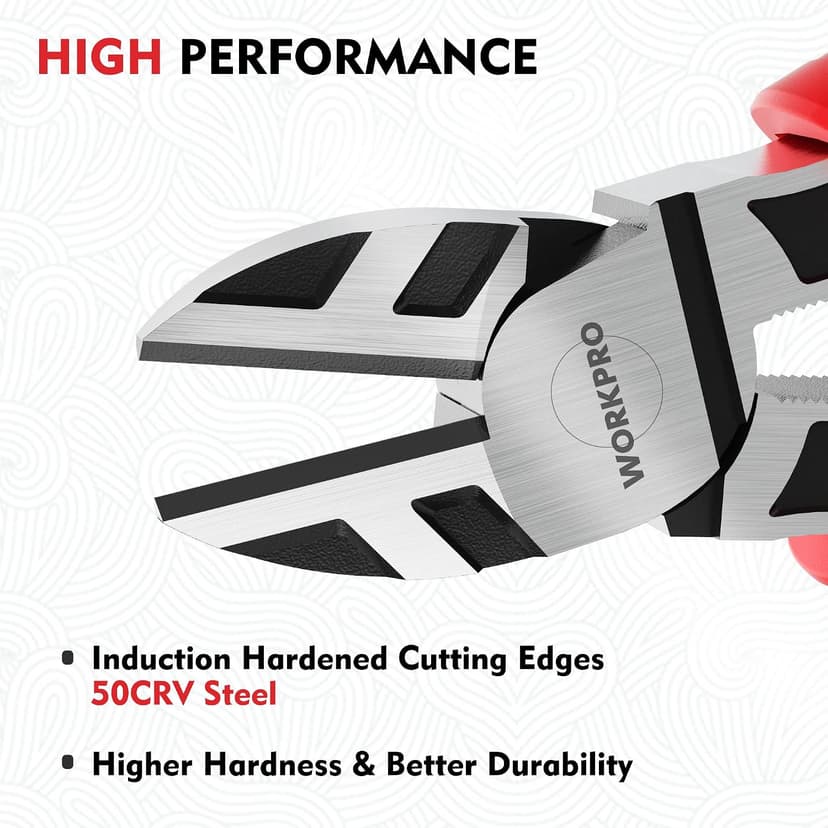 WORKPRO 6” Wire Cutters Heavy Duty CRV Steel, Diagonal Pliers for Cutting Wires Craft, Comfort Grip Handle B0B8SKQB9Z