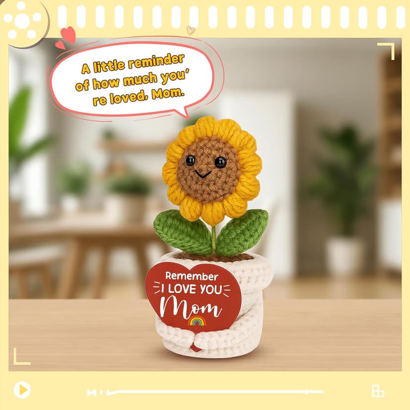 Best Moms Gift from Daughter Son to Mother in Law Mama Grandma Christmas stocking stuffers Remember I Love You Mom Gifts for Birthday Mother’s Day Crochet Sunflower B0GHY7ZSJN