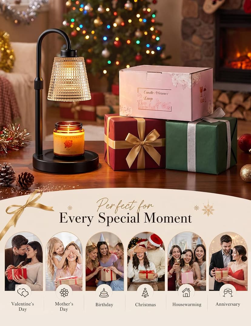Dimmable Candle Warmer for Jar Candles, Height Adjustable Wax Warmer,Halloween Decorations House Warming Gifts New Home Innqoo Candle Warmer Lamp with Timer Home Decor Birthday Gifts for Women B0DZFGTCLR