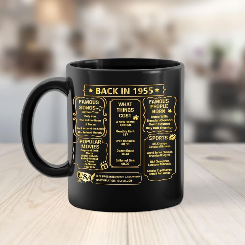 QUPT 70th Birthday Gifts for Women Men, 70th Birthday Gifts for Him, 1955 Birthday Gifts for Women Men, 70 Years Old Gifts, 1955 Birthday Gifts for Her Him, 70th Birthday Presents Coffee Mug