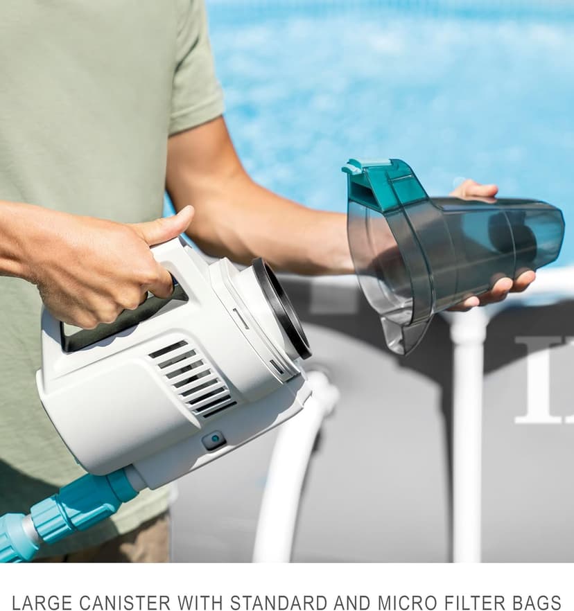 Intex ZR200 Rechargeable Cordless Swimming Pool and Spa Vacuum Cleaner with Telescoping Handle and 2 Interchangeable Brush Heads
