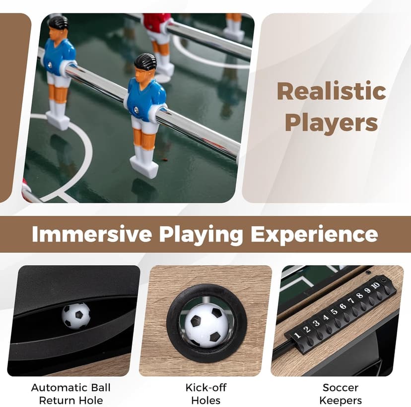 Goplus 2-in-1 Swivel Multi Game Table, 48” Combo Game Table with Foosball & Pool for Adults, Indoor Outdoor Combination Arcade Table for Home Game Room Party