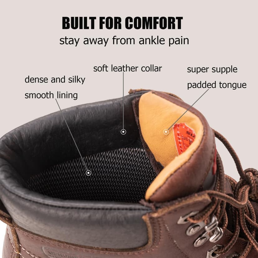 SUREWAY Mens Heavy Duty Soft/Composite/Steel Toe Work Boots for Men-Comfortable,GoodyearWelt,Full Grain Leather,6 in Wedge Moc Toe Construction Boots/Shoes