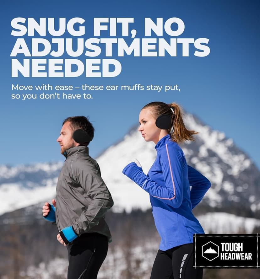 Tough Headwear Tough Headwear Warm Winter Ear Muffs For Men Women, Earmuffs Behind the Head, Fleece Ear Warmers, Ear Covers for Cold Weather