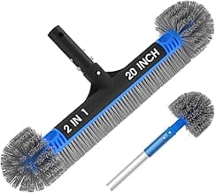 20'' 2 in 1 Pool Brush Head Cobweb Duster Heavy Duty Pool Cleaning Detachable Round Brush with EZ Clip & Wavy Nylon Bristles for Inground Pool & Above-Ground Pool (Without Pole)