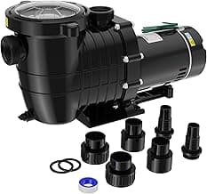 Pool Pump Above Ground/Inground, 2 HP 6900GPH Powerful Selfpriming Pool Pumps for 15,000-31,000 Gallons Pools, Dual Voltage Swimming Pool Pump with Strainer Basket & Drain Plug (2.0HP)