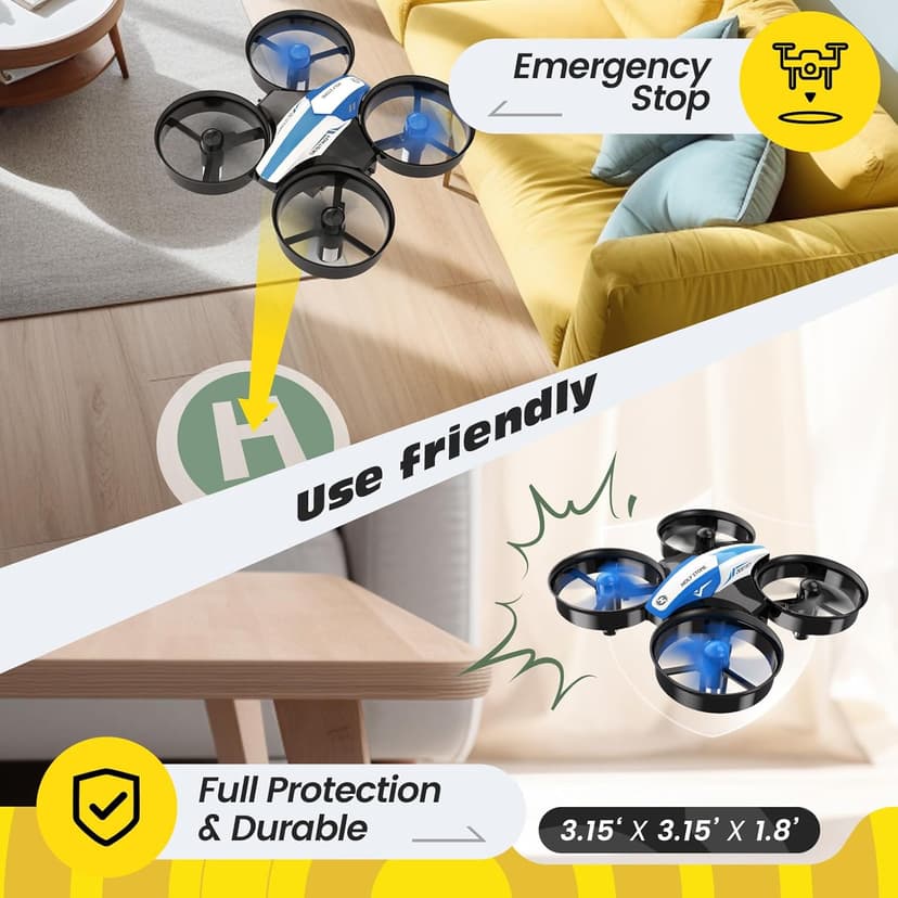 Holy Stone Mini Drone for Kids and Beginners RC Nano Quadcopter Indoor Small Helicopter Plane with Auto Hovering, 3D Flips, Headless Mode and 3 Batteries, Great Gift Toy for Boys and Girls, HS210 Blue