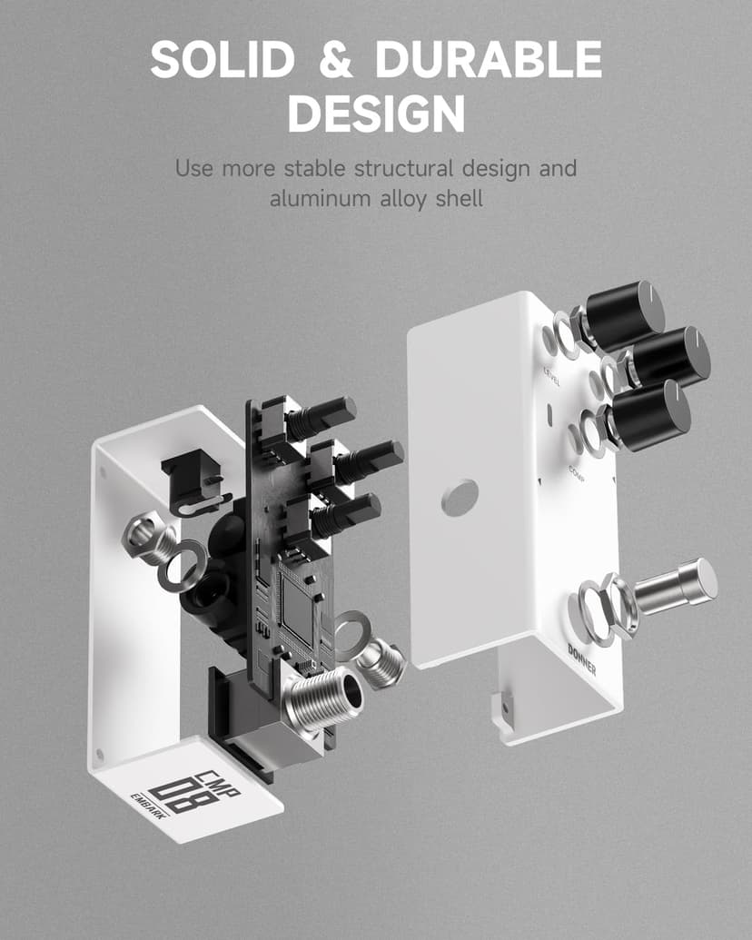 Donner Compressor Pedal for Electric Guitar, DIY Shell, Analog True Bypass Effects Pedal, Vintage Warmth & Studio-Grade Clarity(EMBARK 08)