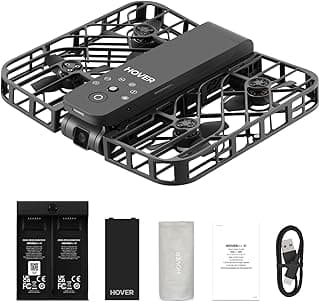 HOVERAir X1 Drone with Camera, Follow-me Drone with Self-Flying Mode, Foldable Mini Drone with HDR Video Capture, Palm Takeoff, Intelligent Flight Paths, Hands-Free Control Black (Combo)
