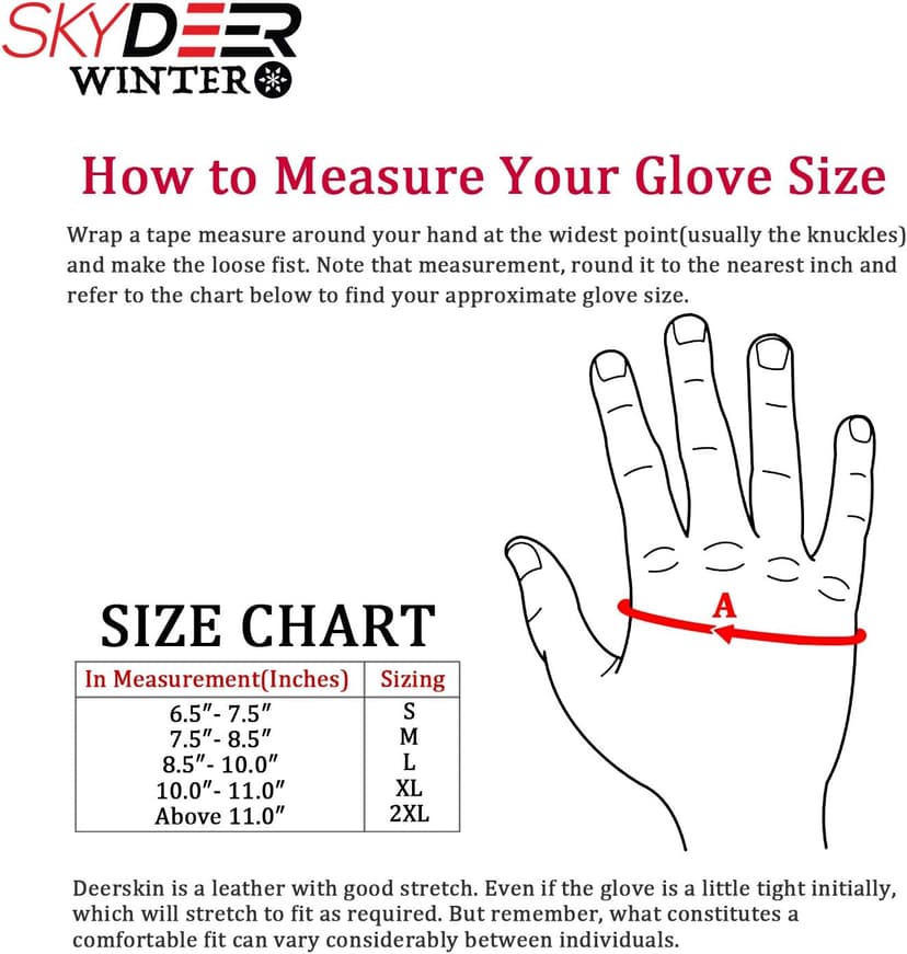 SKYDEER Super Soft and Warm Winter Gloves with Deersplit Leather Suede and 3M Thinsulate Insulation for Cold Weather SD5176T