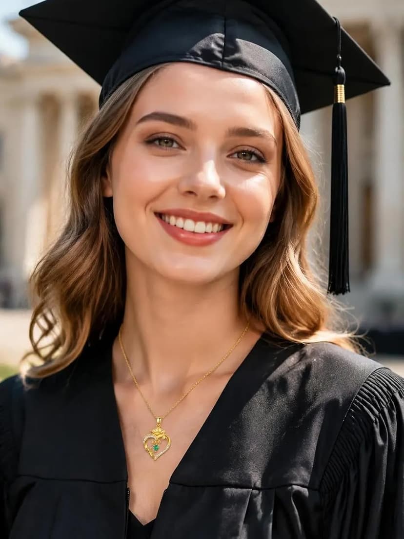 Graduation Gifts for Women Her, 18K Gold Heart Birthstone Necklace, Inspiring Grad Pendant College Seniors High School Graduations Jewelry Gifts B0H98Q1TH9