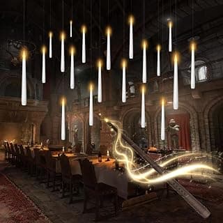 kakoya Flameless Floating Candles with Wand,20 Pcs Magic LED Hanging Taper Candles,Flickering Battery Operated Taper Candle with Wand Remote for Halloween Decorations Best Gift(White) B0C452J5HT