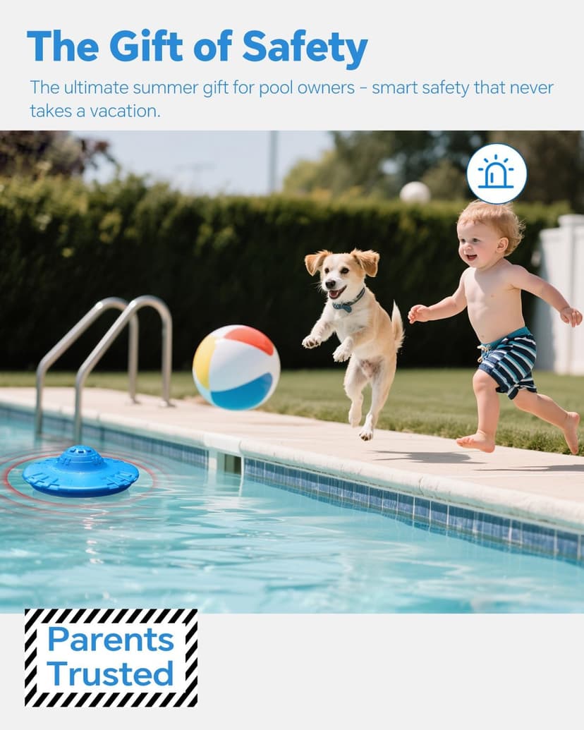 Pool Alarm, Floating Pool Safety Alarms for Inground & Above Ground Pools – Loud 110dB Alert, Adjustable Sensitivity, Protection for Kids & Pets (Blue)
