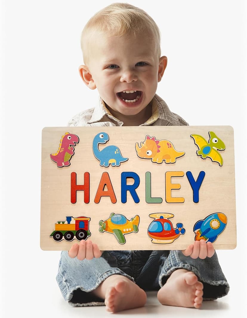 Personalized Wooden Name Puzzles for Toddlers 1-3 | Custom Wooden Name Puzzle for Easter Basket Stuffers for Toddler | Customized Baby Gifts for Boys Girls First Birthday B0CRP7NTR5