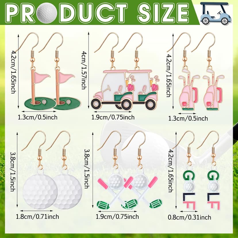 Nosiny 6 Pairs Sports Earrings for Women Game Earrings Jewelry Football Volleyball Softball Soccer Tennis Golf Tooth Nurse