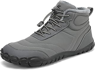 FLARUT Mens Womens Barefoot Snow Boots Winter Warm Shoes Fur Lined Wide Toe Box Zero Drop Ankle Sneakers