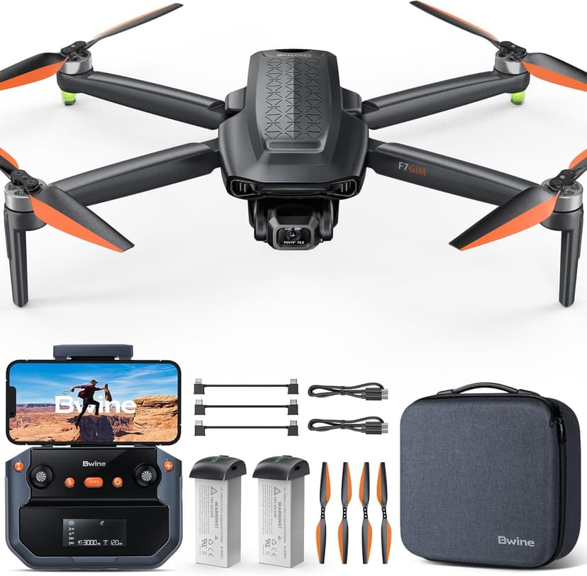 Bwine F7GIM 6K Photo Drone with Camera for Adults, 3-Axis Brushless Gimbal, 4K/30fps Video, GPS Smart Control, Plus 70Mins Flight Time, 10000Ft FPV Digital Transmission and TOF Safety Support