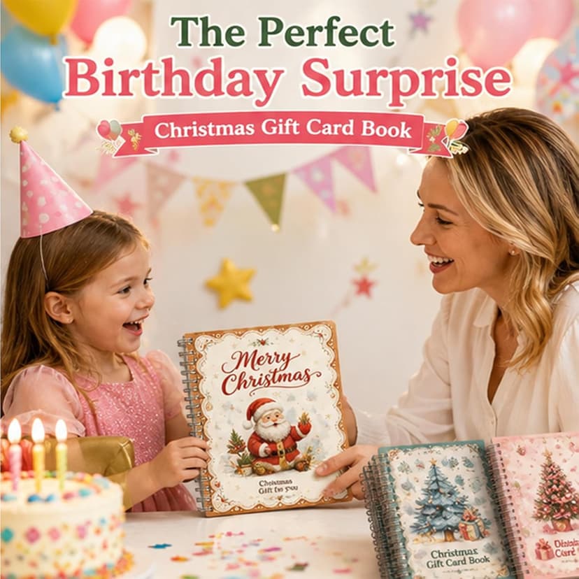 Spiral Bound Birthday Gift Card Booklet for Gift Cards, with 12 Self‑Adhesive Dots,DIY Christmas Xmas Gift Card Book for Kids Christmas Gift Card Book, Merry Christmas Gift Card Book for Adults Teens B0HDBFVP2T