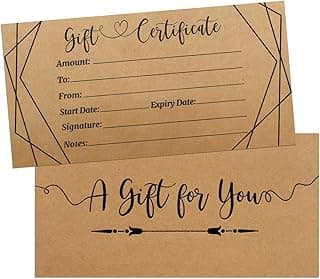 ceiba tree Kraft Blank Gift Certificates for Business 30 Pcs Black Foil Certificate Cards with Envelopes for Salon Restaurants Spa Birthday