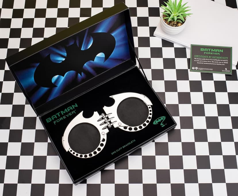 SalesOne DC Batman Forever Bat Cuffs Bracelet Replica Collector's Box Set | Jewelry For Cosplay, Display, and Everyday Wear
