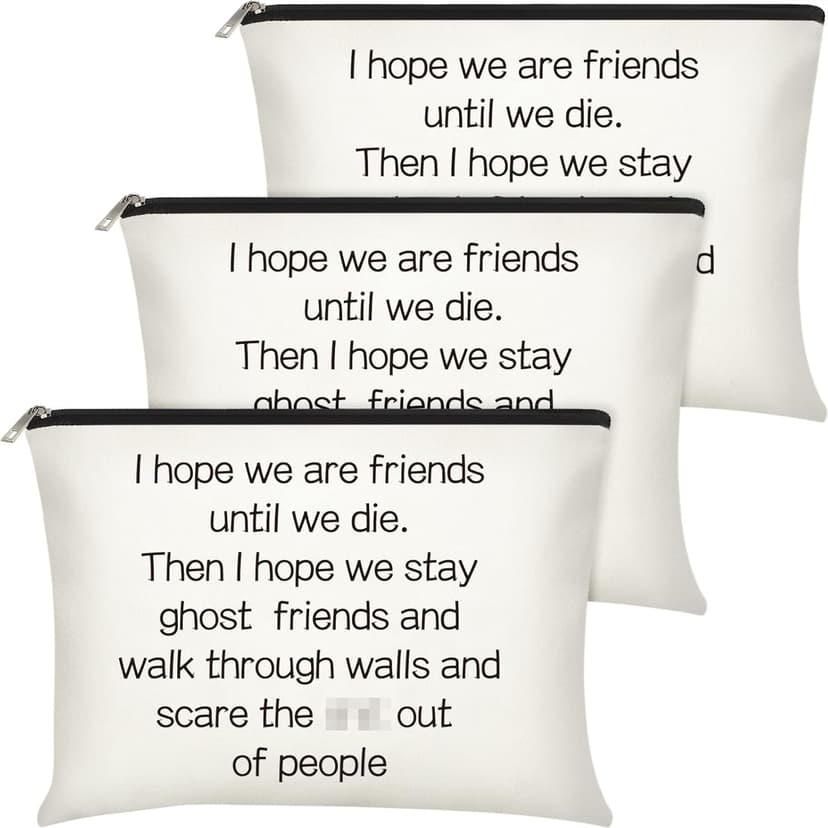 Frienda 3 Pcs Good Friend Gifts Cosmetic Bag for Women Friendship Makeup Bag Travel Cases for Birthday Graduation Moving Away Christmas Bestie Soul Sister(Trend Style)