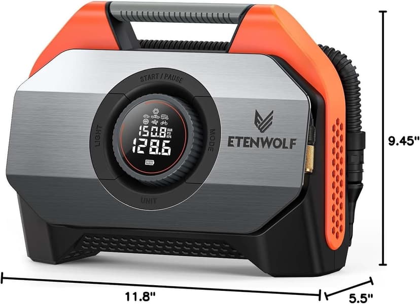 with 19200mAh for Heavy duty Vehicle, Car & Inflatables, 100% Duty Cycle & Dual Cylinder, Bike Pump with LED Backlight,Orange ETENWOLF VORTEX S6 Tire Inflator Portable Air Compressor, Cordless Air Pump B0CGLTPKBZ