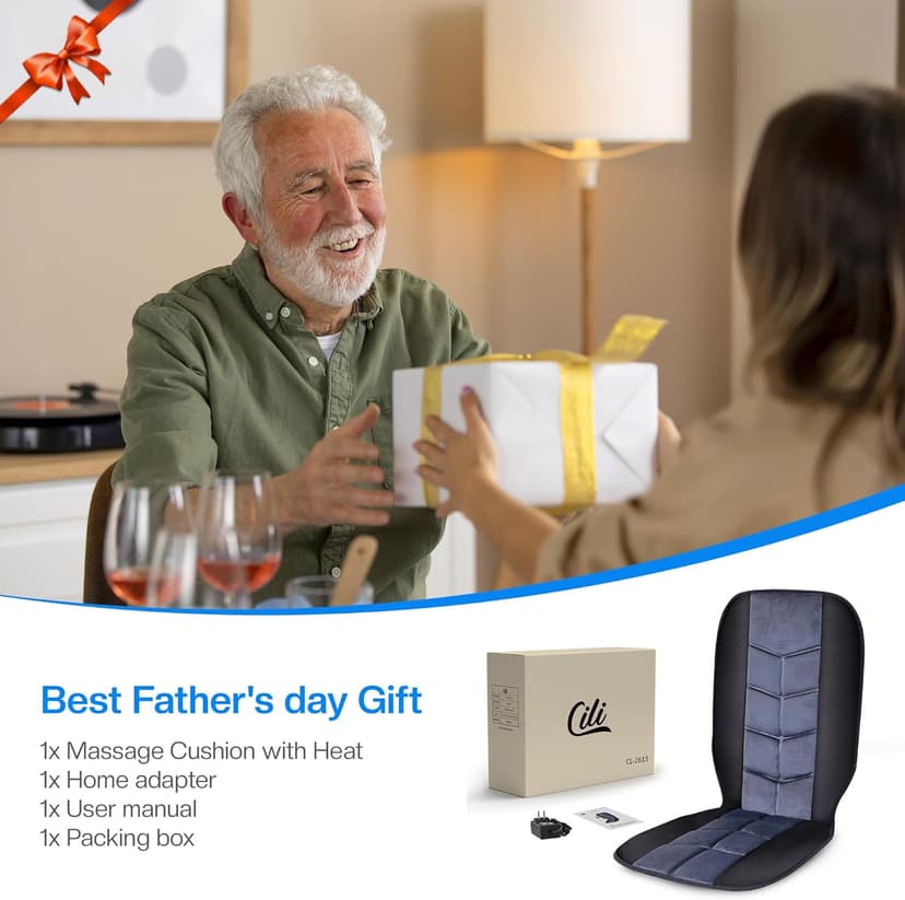 CILI Massage Chair Pad,Back Massager with Heat,Massage Seat Cushion with 10 Vibration Motors,30-60-90 Minutes Heating Options,Chair Massager for Office Chair, Home Office Use