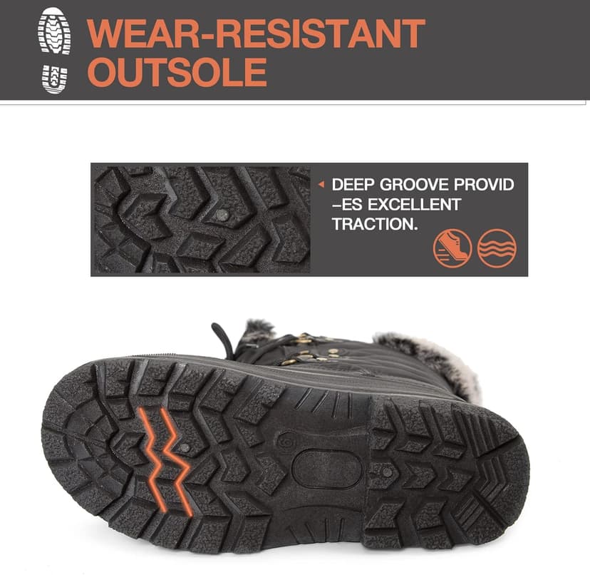 mysoft Women's Snow Boots Warm Insulated Faux Fur Lined Waterproof Mid-Calf Winter Boots