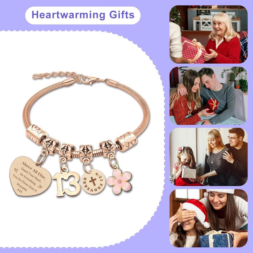 DlaeKua 15th 13th 16th Birthday Gifts for Girl Stainless Steel Bracelet for Women Daughter Granddaughter Niece Sisters 15th Birthday Gift Bracelets Inspirational Gifts Bible Verse 15 13 16 Years Old
