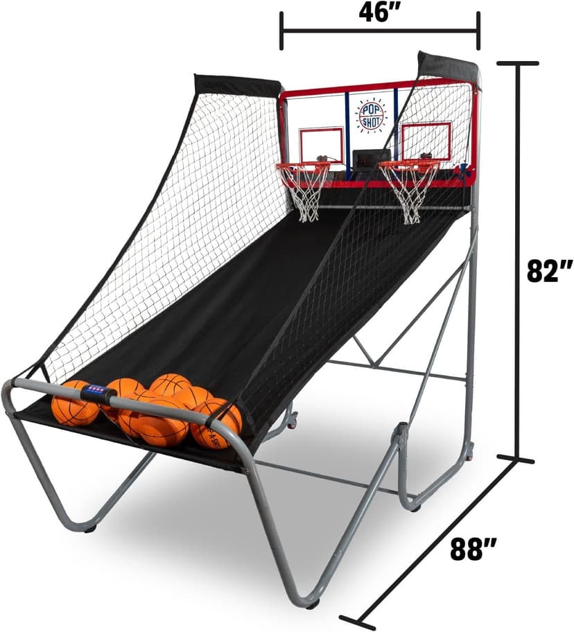 Pop-A-Shot Official Indoor/Outdoor Dual Shot Basketball Arcade Game - Weather Resistant - 16 Different Games - 6 Audio Options - Near 100% Scoring Accuracy - Large LED Scoreboard