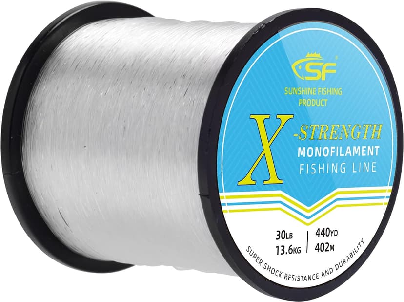 SF Monofilament Fishing Line Premium Spool X-Strong Mono Nylon Material Leader Line for Saltwater Freshwater 8/10/12/15/20/25/30/40/50/60/80/100LB