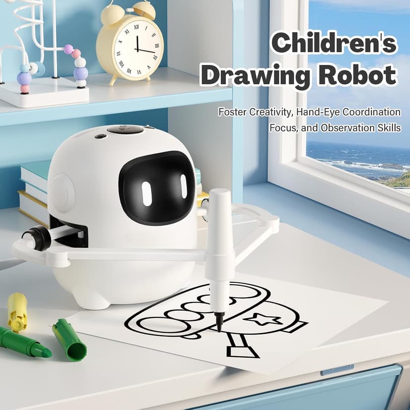 RIVGOT Drawing Robot for Kids with 150 Cards, Voice Interactive Educational Drawing Machine, Montessori Painting Learning Toys for 3 4 5 6 7 8 Year Old Boys Girls Birthday Party B0DPC68W8D