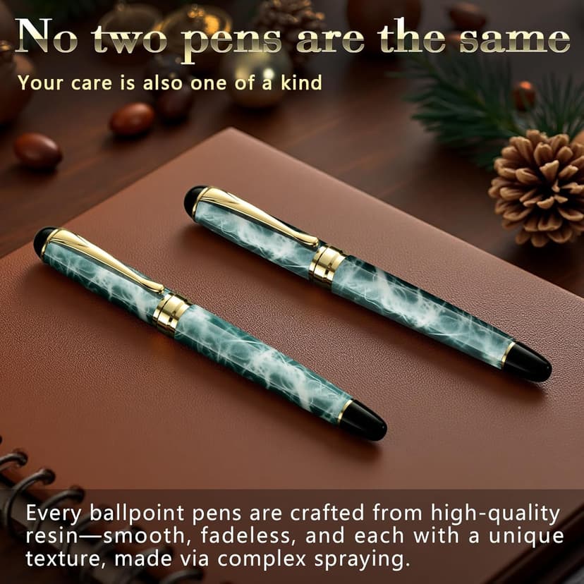 Luxury Ballpoint Pens Black Ink 0.5mm Medium Point Work Pen Smooth Writing,Elegant Fancy Nice Gift Pen Set for Signature Executive Business Office Supplies - Gift Boxed with Extra Refills