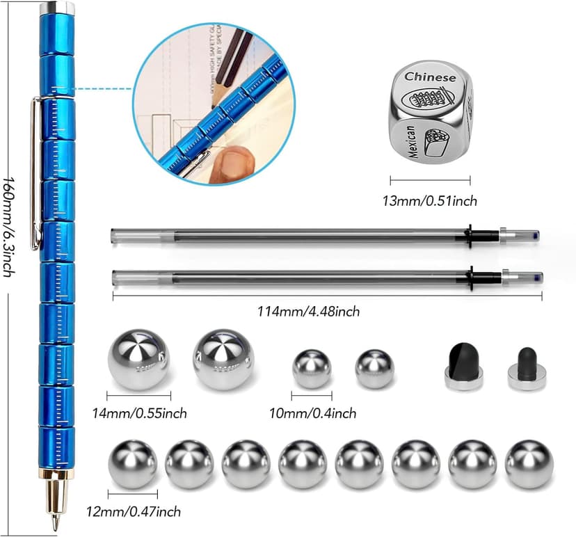 Food decision dice included, cool gadget stress relief desk toy, gift box for Christmas stocking stuffer birthday graduation Fidget Pen with Food Dice, Sensory Fidget Toy Gift for Teens and Adults B0H1PH19DT
