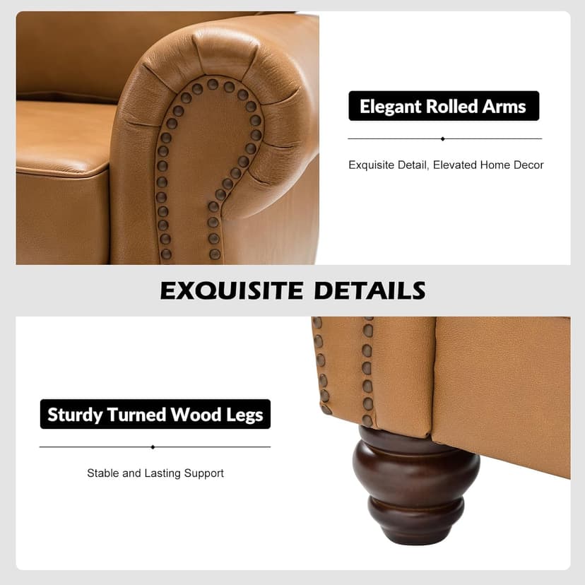 The support you need Classic 3-Seater Sofa with Premium Leather Upholstery, Stylish & Comfortable Sofa for Living Room or Office, Easy to Maintain & Long-Lasting Camel