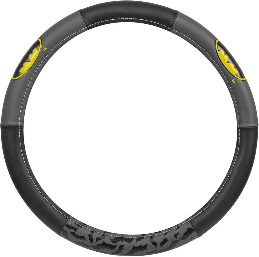 BDK Warner Bros DC Comics Batman Steering Wheel Cover - Ergonomic Grip, Universal Size 14.5-15.5 in, Protects and Insulates Your Wheel, Car Accessories for Car, Truck, Van, SUV
