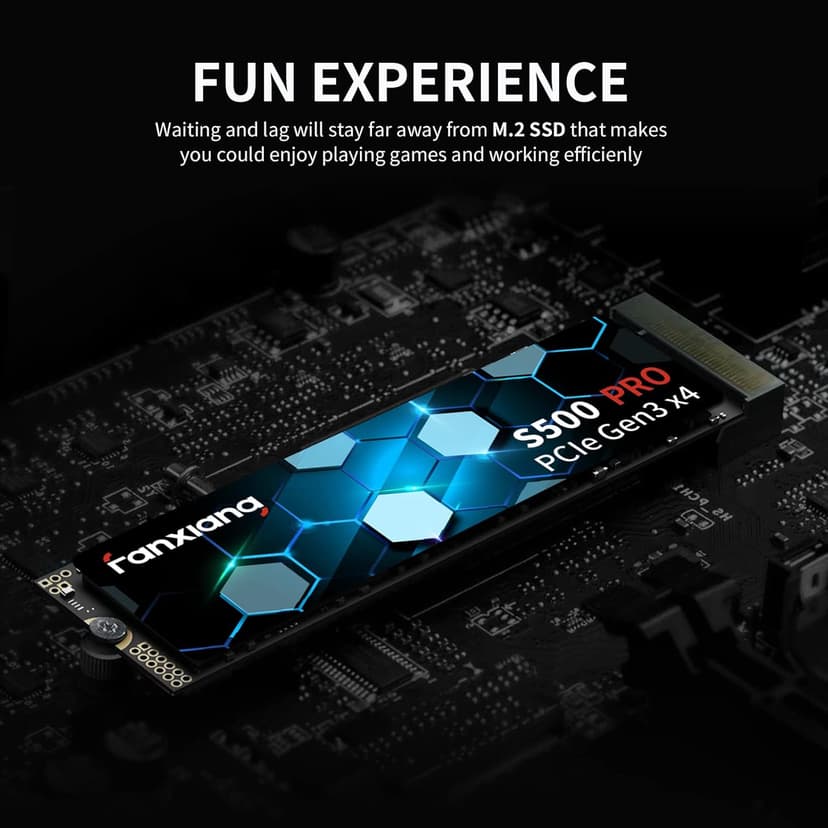 fanxiang S500 Pro 256GB NVMe SSD M.2 PCIe Gen3x4 2280 Internal Solid State Drive, SLC Cache 3D NAND TLC, Up to 3200MB/s, Compatible with Laptop and PC Desktops(Black)