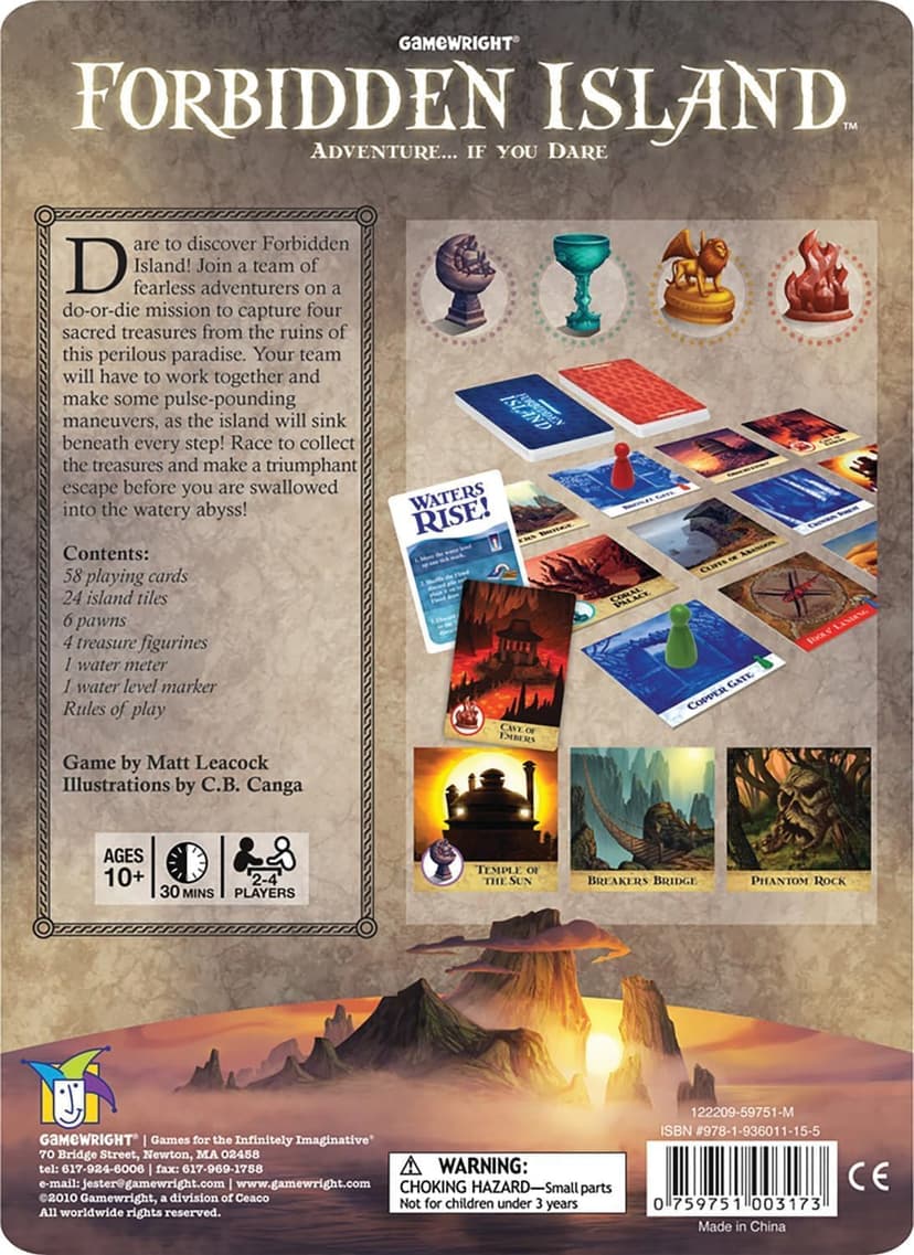 Gamewright - Forbidden Island - Cooperative Strategy Survival Board Game, 2-4 Players