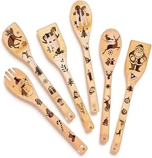 Riveira 6-Piece Wooden Spoons For Cooking & Serving - Christmas Gifts for Women who have everything - Christmas Kitchen Utensils - Gift for Mom - Cooking Utensils