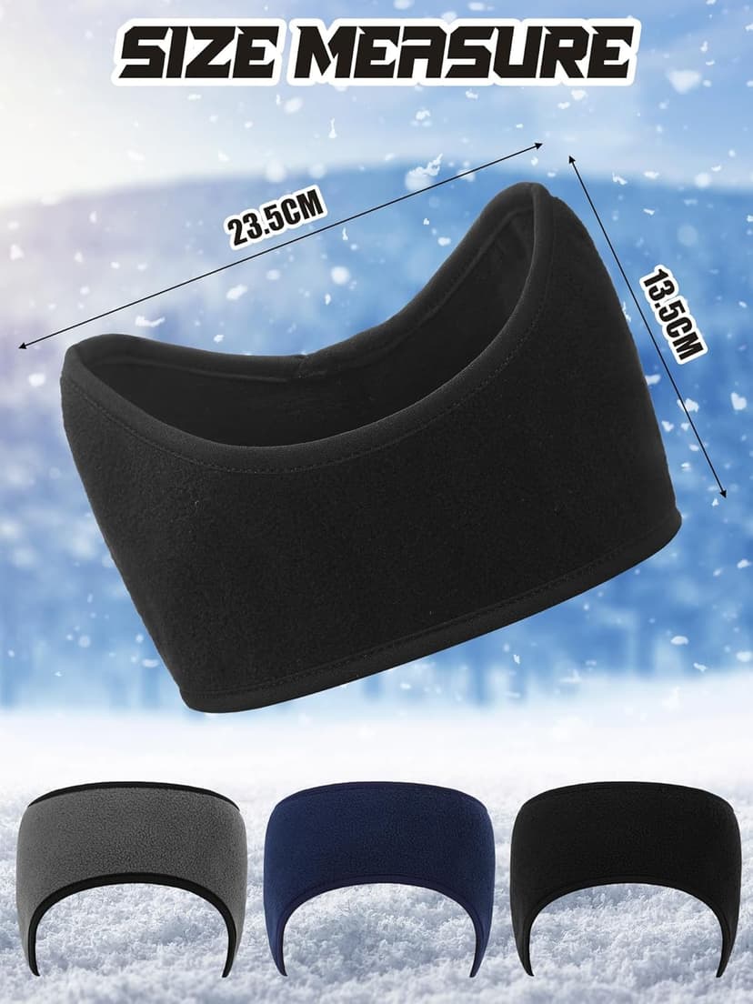 BBTO 3 Pcs Fleece Ear Warmers Muffs for Men Women Headband Ear Muffs Winter Covers for Cold Weather Running Cycling Ski