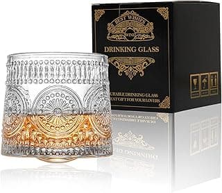 Whiskey Glass, 9 Oz No-lead Crystal Rotating Japanese Whisky Tumbler, gift box for Scotch,Bourbon,Vodka,whiskey etc, for Parties, Bars, Restaurants and Families etc