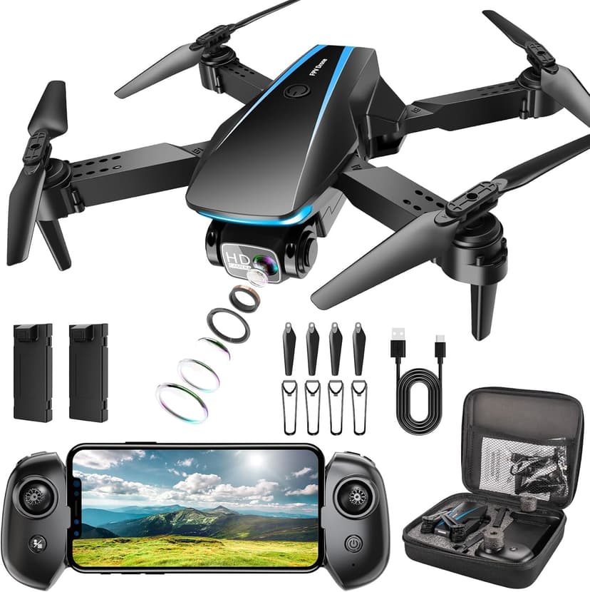 Oddire Drone with Camera - Drones for Adults, with 2 Batteries, Carrying Case, Propellers, 1080P HD Foldable Drone with Stable Hover, Trajectory Flight, Gravity Control, One Key Take Off/Land, 3D Flip