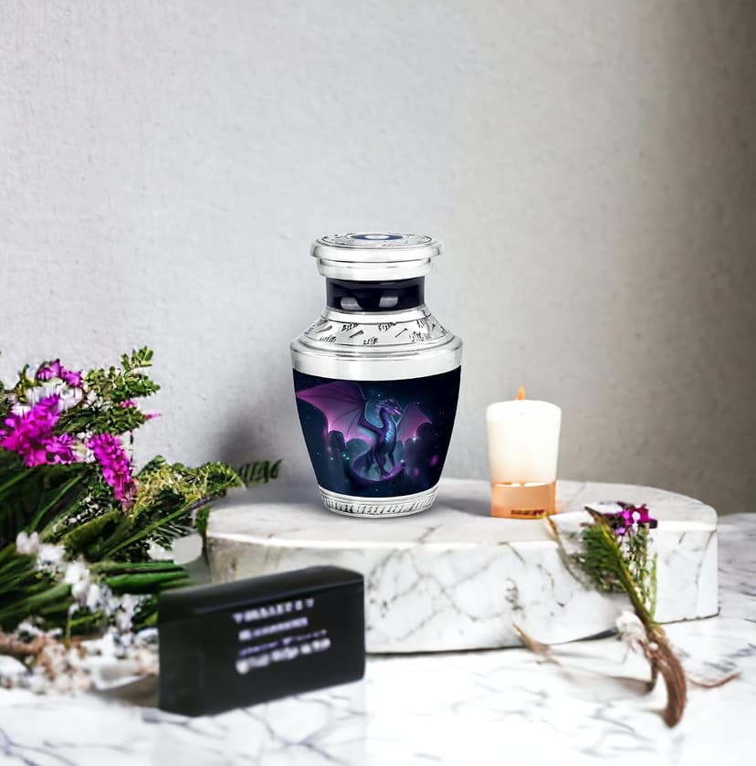 Blue Cremation Urns, Mini Urn, Burial Urn for Men Ashes, Urn for Women Dragon Urn, 3 Inch Memorial Urn for MoM, Small Funeral Urns for Human Ashes B0FFZCN1G6