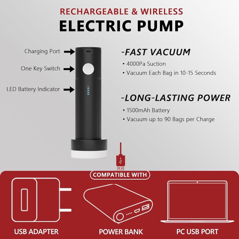 18 Pack Travel Vacuum Storage Bags for Clothing with Rechargeable Electric Pump, Compression Packing Cubes Organizer for Luggage Suitcase, Space Saver Seal Bags for Vacation Cruise