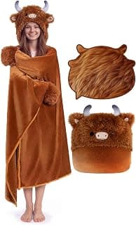 Full-Body Coverage, Hands-Free Design, Phone Pocket, For Home, Camping & Lounging, Birthday Gifts for Women & Animal Lovers Mewaii Highland Cow Gifts Wearable Blanket Hoodie Soft Highland Cow Blanket B0CGRGNP6W