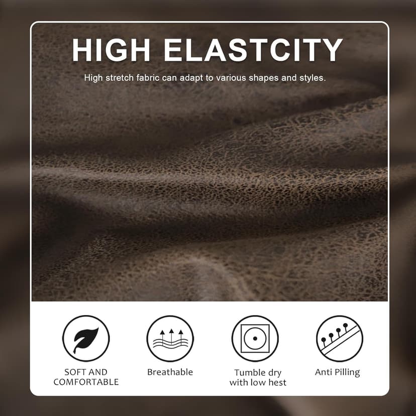 molasofa Leather Like Couch Cushion Covers Sofa Slipcovers Sets Couches Furniture Protector Covers for Sectional Armchair Loveseat Stretch Spandex Fabric, Machine Washable (3 Cushion Sofa, Brown)