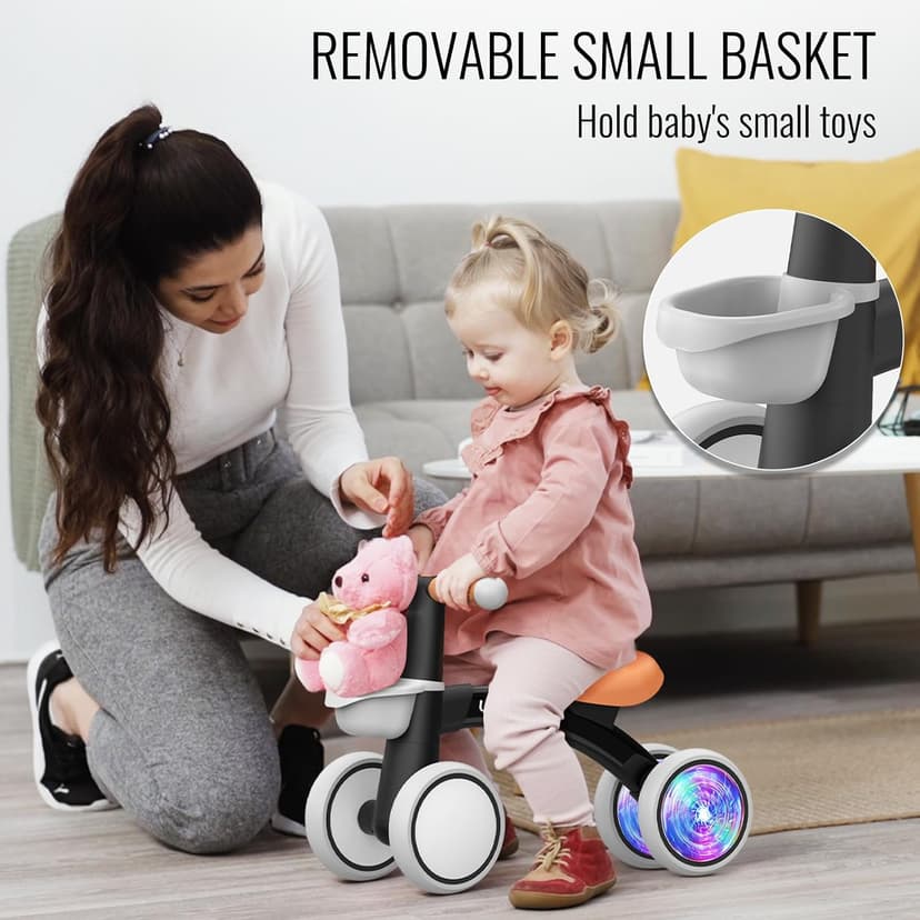 12-24 Months Toddler First Ride on Toys, Colorful Lighting Rear Wheels, Adjustable Seat Baby Walker, Basket Umatoll Baby Balance Bike Toy for 1 Year Old Boy Girl, First Birthday Gift B0CR6VKXJ7