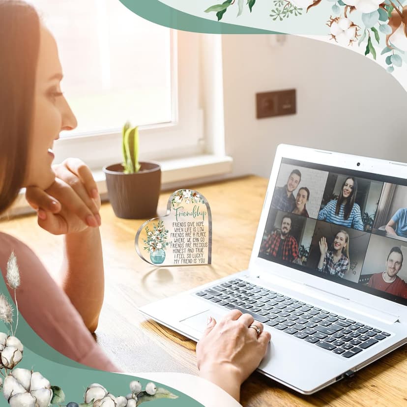 Spiareal Gift for Friend Friendship Women Friend Friendship Birthday Cheer up Gift Acrylic Heart Butterfly Keepsake Paperweight for Home Office Table Shelf(Classic)