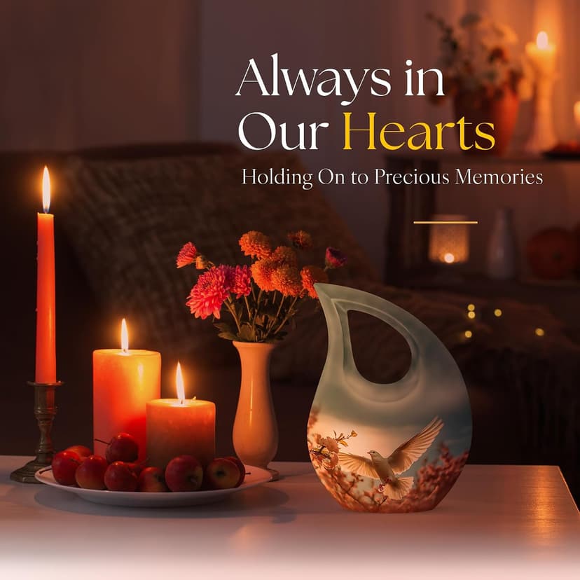 Dove Funeral Tiny Urn for Ashes, Memorial Gifts for Male & Female, Burial for Human Ashes, Tear Drop Cremation Urn for Brother & Sister, 3 Inch Keepsake B0FBWXDBQD
